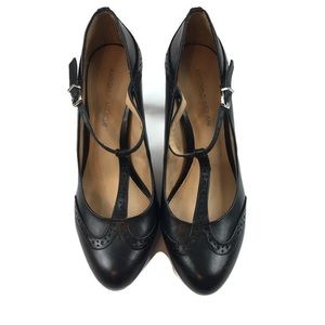 Antonio Melani T-Strap Wing Tip Brouging Leather 9